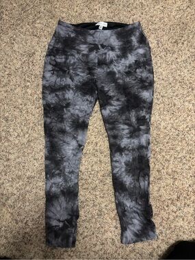 Rachel Zoe Women’s High Waisted Tie Dye Leggings Charcoal Gray Black Size XL